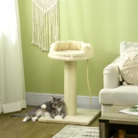 PawHut Cat Tree, with Sisal Wrapped Scratching Post - Cream(m-10)