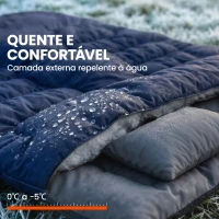 Outsunny Saco-Cama Duplo para Adultos Tamanho Queen para 2 Pessoas com 2 Almofadas e Saco de Transporte Azul Escuro(m-5)