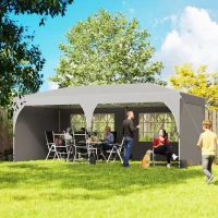 Outsunny Gazebo Pieghevole 3x6 m con Pareti e Altezza Regolabile, Protezione UV 50+, Grigio Chiaro(m-2)