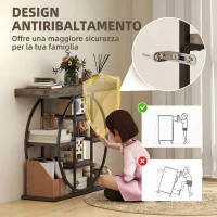 HOMCOM Tavolo Consolle Industriale con Ripiani e Telaio in Acciaio Circolare, 100x30x81.5 cm, Marrone Rustico(m-6)