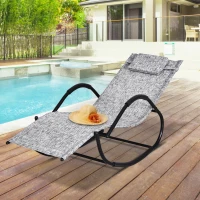 Outsunny Lettino Sedia Sdraio a Dondolo Zero-gravity da Giardino, Impermeabile, Sedia a Dondolo Esterno con Poggiatesta, Grigio 160x61x79 cm(m-10)