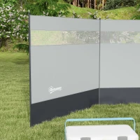 Outsunny Paravent brise-vent de camping portable pliable avec sac de transport et poteaux en acier dim. 440 cm x 140 cm gris clair(m-8)