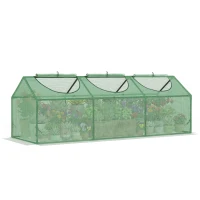 Outsunny Serre de jardin mini serre 3 fenêtres enroulables couverture en PE haute densité 140 g/m² 180 x 60 x 60 cm vert foncé(m-11)