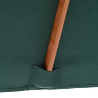 Outsunny Ombrellone da Giardino 2x1.5 m Inclinabile a 6 Stecche con Palo in Legno e Apertura a Corda, Verde(m-8)