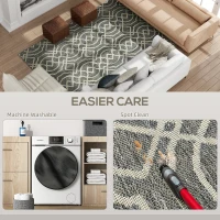 HOMCOM UV Resistant Indoor & Outdoor Area Rug, Easy-Cleaning Machine Washable Rug with Geometric Pattern for Patio, Garden, Kitchen, Bathroom or Living Room, 230 x 160 cm, Grey(m-6)