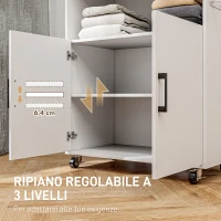 HOMCOM Mobile Asse da Stiro con Armadietto a 2 Ante e Spazio Aperto, 125x43.5x102.5 cm, Bianco(m-6)