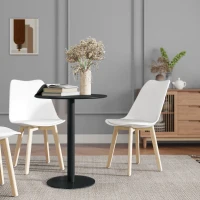 HOMCOM Mesa de Refeição Redonda para 2 Pessoas Mesa de Cozinha de Aço para Interior e Exterior Ø60x72 cm Preto(m-9)