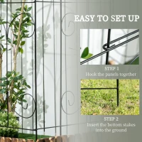 Outsunny Decorative Garden Fencing, 16PCs 44in x 25ft Outdoor Picket Fence Panels, Rustproof Metal Wire Landscape Flower Bed Border Edging, Black(m-4)