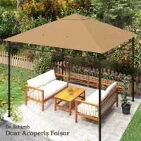 Outsunny Acoperiș de rezervă pentru pavilion 3x3m din poliester cu orificii de ventilație și găuri pentru drenaj, bej(m-7)