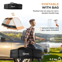Outsunny 2 Man Camping Tent, with Two Rooms and Porch - Orange(m-7)