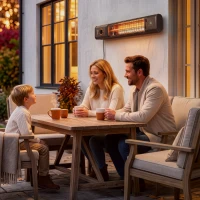 Outsunny 2000 W Electric Infrared Patio Heater with Cover, Free Standing/Wall Mounted IP65 Outdoor Garden Heater, Black(m-8)