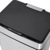 HOMCOM Afvalbak afvalscheidingssysteem prullenbak met sensor 72 L 3 vakken rvs zilver(m-13)