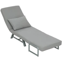 HOMCOM Single Sofa Bed, 3-in-1 Convertible Folding Chair Bed with Adjustable Backrest, Removable Armrests, Light Grey(m-14)