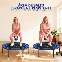 SPORTNOW Trampolim de Fitness Adultos Ø114 cm com Estrutura de Aço Reforçada para Treino de Pernas Corpo Azul e Preto(m-5)