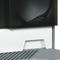 PawHut Hooded Cat Litter Tray with Scoop, Cat Litter Box with Drawer Pan, Handle, Deodorants, Hut Design, Front Entrance, 47 x 45 x 42cm - Grey(m-10)