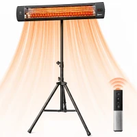 Outsunny 2500 W Electric Infrared Patio Heater, IP65 Outdoor Garden Heater with Tripod, 3 Heat Settings, 24H Timer, Black(m-14)