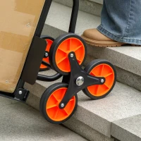 DURHAND Carrello Portapacchi per Scale 6 Ruote, Pieghevole, Portata 120kg, in Acciaio, per Trasloco, Giardinaggio, Arancione(m-8)
