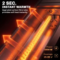 Outsunny 2000 W Electric Infrared Patio Heater, IP65 Outdoor Garden Heater with APP/Touch/Remote Control, 9 Heat Settings, Black(m-4)