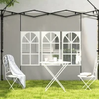 Outsunny Set 2 Pereți Laterali pentru Foișor 3x3 m și 3x6 m cu Ferestre, din PE și Plastic, 293x193 cm, Alb(m-7)