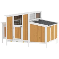 PawHut Gallinero para Exterior de Madera 145x90x92 cm para 2-4 Gallinas con Nido Casa Lateral Bandeja Extraíble Amarillo(m-11)