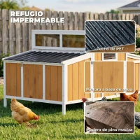PawHut Gallinero para Exterior de Madera 145x90x92 cm para 2-4 Gallinas con Nido Casa Lateral Bandeja Extraíble Amarillo(m-5)