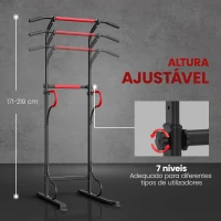 HOMCOM Barra de Elevações com Altura Ajustável Estação de Flexões Máquina de Elevações Multifuncional para Treino de Força 98x84x171-219 cm Preto(m-5)
