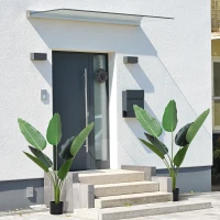 Outsunny 2 Palmas Artificiales 120 cm Plantas Artificiales Árboles Artificiales con 7 Hojas y Maceta para Decoración Hogar Verde(m-11)