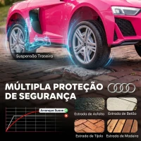 AIYAPLAY Carro Elétrico para Crianças Audi R8 Spyder 12 V com Comando 2,4 GHz, 2 Motores, Arranque Suave e Suspensão Traseira, Rosa(m-7)