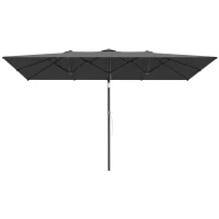 Outsunny Ombrellone Doppio Inclinabile e Regolabile con Cordicella, in Poliestere e Metallo, 150x295x170-214 cm, Grigio(m-11)