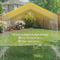 Outsunny Carpa Plegable 2,4x2,4 m Pop-up UPF50+ Bloqueo Central Altura Ajustable Bolsa de Transporte Sacos Arena Beige(m-6)