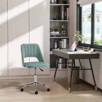 Vinsetto Mid Back Office Chair Velvet Fabric Swivel Scallop Shape Computer Desk Chair for Home Study Bedroom Green(m-2)