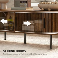 HOMCOM Coffee Table with Storage, Living Room Table with Slatted Tambour Sliding Doors and Adjustable Foot Pads, Rectangular Coffee Table with Elevated Base for Living Room, Rustic Brown(m-5)