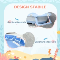 ZONEKIZ Vaschetta Bagnetto Pieghevole Bambini 0-6 Anni con Cuscino e 2 Ripiani, 83x48x23.5 cm, Blu e Bianco(m-5)