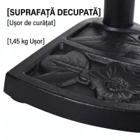 Bază Outsunny pentru Umbrelă Semicirculară de Ø3.8 și Ø4.8 mm din Rășină cu Manivelă, 50x31x32 cm, Negru(m-7)