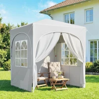 Outsunny Pavilion pliabil 2x2 m, reglabil, cu 4 pereți laterali, din metal și țesătură Oxford gri deschis(m-2)