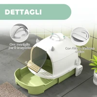 PawHut Lettiera per Gatti Chiusa con Vassoio Estraibile, Paletta e Filtro ai Carboni Attivi, Multicolore(m-7)
