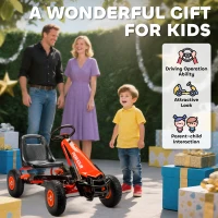 AIYAPLAY Kids Pedal Go Kart with Adjustable Seat, EVA Tyres, Manual Clutch, Brake, Go Kart for Kids 3-8 Years, Red(m-8)