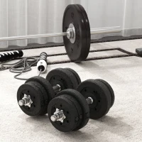 HOMCOM Set de gantere pentru sală de 25 kg în total, cu 12 discuri de greutăți și 2 bare de 2 kg, negru(m-9)