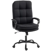 HOMCOM Double Padded Linen-Look Office Chair - Black(m-1)