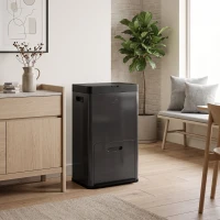HOMCOM Coș rectangular cu pedală, coș bucătărie 56 L, 3 compartimente, închidere silențioasă, oțel inox, 45,7x35,8x76cm negru(m-6)
