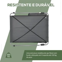 Outsunny Espreguiçadeira Dupla de Jardim com Toldo Ajustável  Rodas e 2 Almofadas para 2 Pessoas 200x175x134 cm Cinza(m-6)