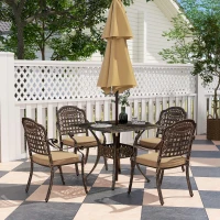 Outsunny Five-Piece Cast Aluminium Garden Dining Set - Bronze Tone(m-10)