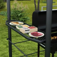 Outsunny 2.4 x 1.5m Grill Gazebo Outdoor BBQ Gazebo Canopy with Side Shelves Hanging Poles Great Ventilation PC Board(m-8)