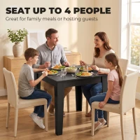 HOMCOM Dining Table for 4, 80L x 80W x 75Hcm, Modern Square Kitchen Table with Wood Effect Tabletop, Black Wood Effect(m-4)