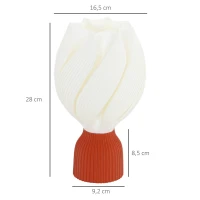 HOMCOM Lámpara de Mesa LED 3D con Diseño de Pétalos Luz Cálida para Mesita de Noche y Escritorio Ø16,5x28 cm Blanco y Teja(m-3)