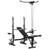 HOMCOM Banc de musculation complet multifonction avec dossier réglable, banc developper coucher à plat ou incliné 180x134x200cm