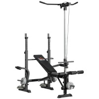 HOMCOM Banc de musculation complet multifonction avec dossier réglable, banc developper coucher à plat ou incliné 180x134x200cm(m-1)