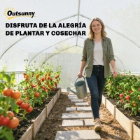 Outsunny Invernadero de Túnel 6x3x2 m con Anti-UV y Puerta Enrollable con Cremallera Paredes Laterales con Malla Blanco(m-8)