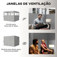 Outsunny 4 Paredes Laterais para Tenda 3x3 m Laterais de Tenda com 8 Janelas Proteção UV 30+ Impermeável Cinzento Claro(m-5)