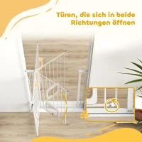 PawHut Traphekje Deurhek met kattenluik zonder boren 75-85 cm van staal voor honden, trap, deur, wit(m-7)